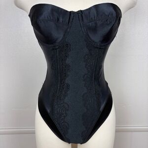 Partners Intimates Vtg Body Shaper Girdle Size 34B Black Lace Trim Strapless
